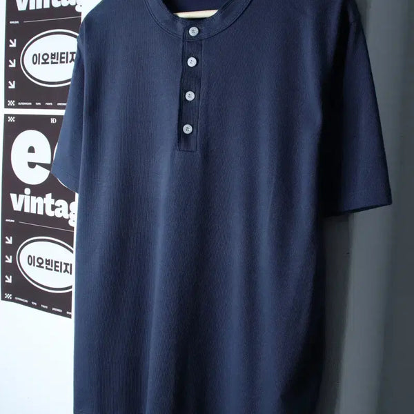 [BUNJANG] Daily Half-Sleeve T-Shirt Henry Neck Navy XL / (XL) 데이 반팔 티셔츠 헨리넥 네이비 놈코어-H34612