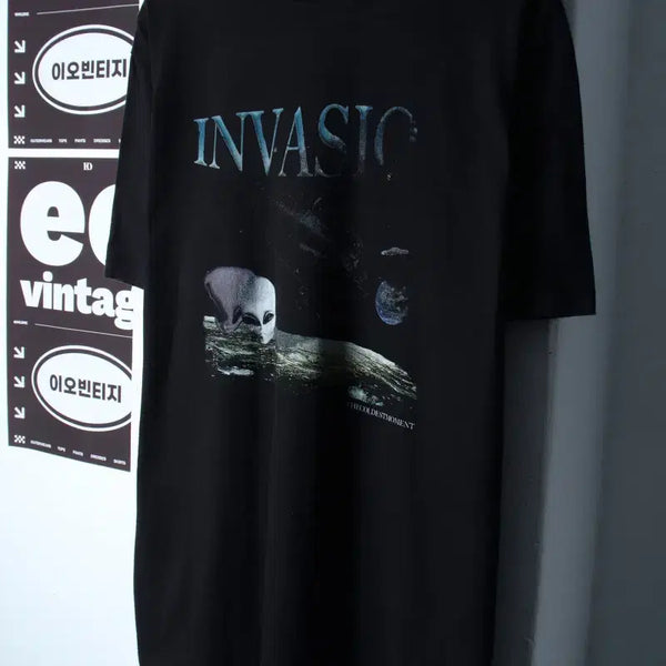 [BUNJANG] The Coldest Moment Alien Black T-Shirt (L-XL) / (L-XL) 더콜디스모먼트 반팔 티셔츠 에일리언 블랙 스트릿-H34613