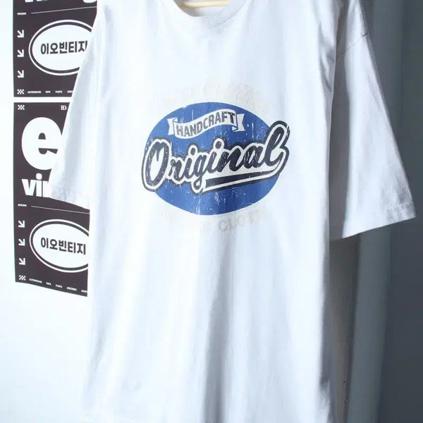 [BUNJANG] Brand Vintage T-Shirt Cracked Printing White Old School / (F) 브랜드빈티지 반팔 티셔츠 크랙 프린팅 화이트 올드스쿨-H34617