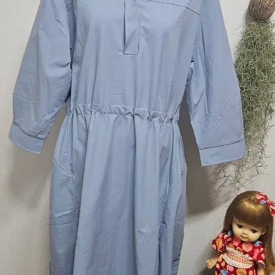 [BUNJANG] Sky Blue Long Shirt Dress / 하늘색 셔츠 원피스 롱 원피스
