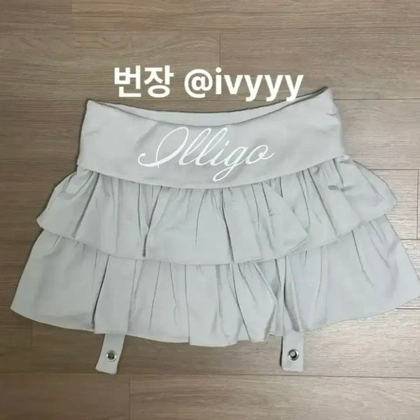 [BUNJANG] Ilico Layered Frill Mini Skirt - Grey, Size S / [반값할인, 새 상품] 일리고 미니 스커트 - 그레이