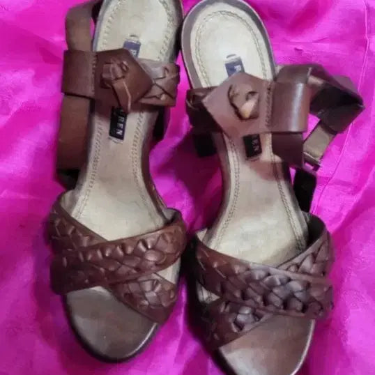[BUNJANG] Polo Ralph Lauren Women's Brown Braided Strap Heels / 폴로 랄프로렌 샌들