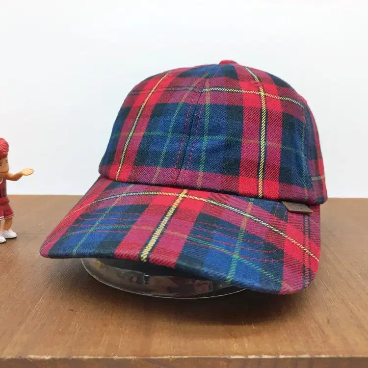 [BUNJANG] UNDERCONTROL Tartan Check Ball Cap Red / 언더컨트롤 UNDERCONTROL 타탄 체크 볼캡 모자 레드