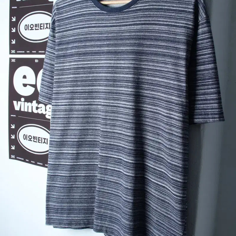 [BUNJANG] Blank Room Striped T-Shirt Navy (L-XL) / (L-XL) 블랭크룸 반팔 티셔츠 스트라이프 네이비-H34637