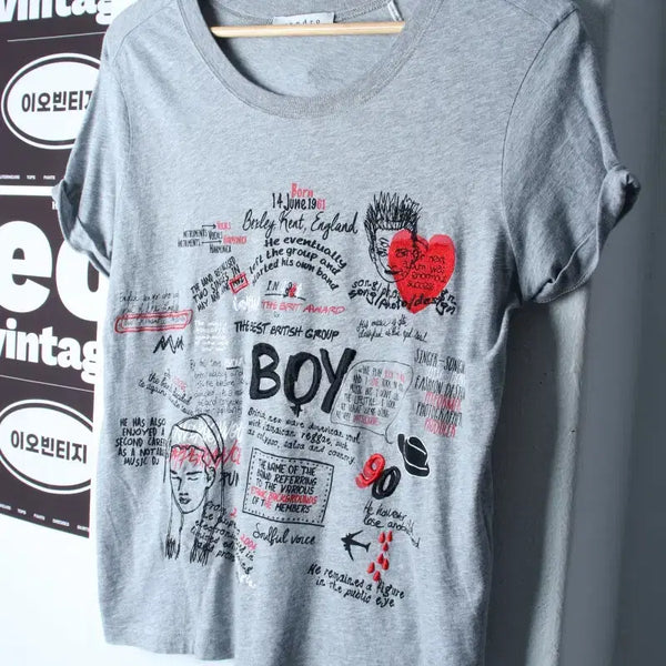 [BUNJANG] Sandro Short Sleeve T-Shirt Lettering / W(F) 산드로 반팔 티셔츠 레터링 Y2K 올드스쿨-H34639