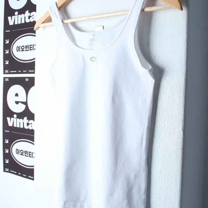 [BUNJANG] Giordano White Sleeveless T-Shirt / W(S-M) 지오다노 반팔 티셔츠 민소매 나시 화이트 스트릿-H34647