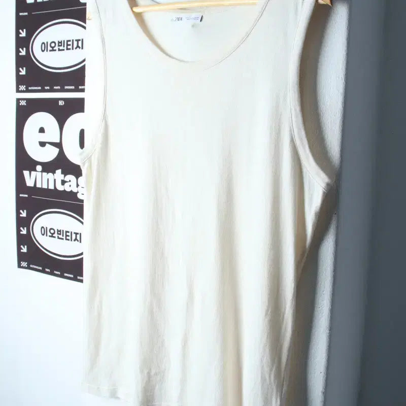 [BUNJANG] Zara Oversized Short-Sleeve T-shirt (Ivory) / (M-XL) 자라 반팔 티셔츠 오버핏 민소매 나시 아이보리-H34651
