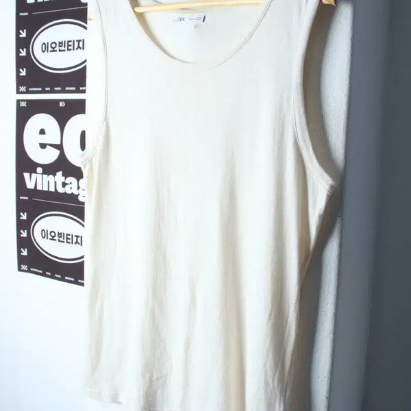 [BUNJANG] Zara Oversized Short-Sleeve T-shirt (Ivory) / (M-XL) 자라 반팔 티셔츠 오버핏 민소매 나시 아이보리-H34651