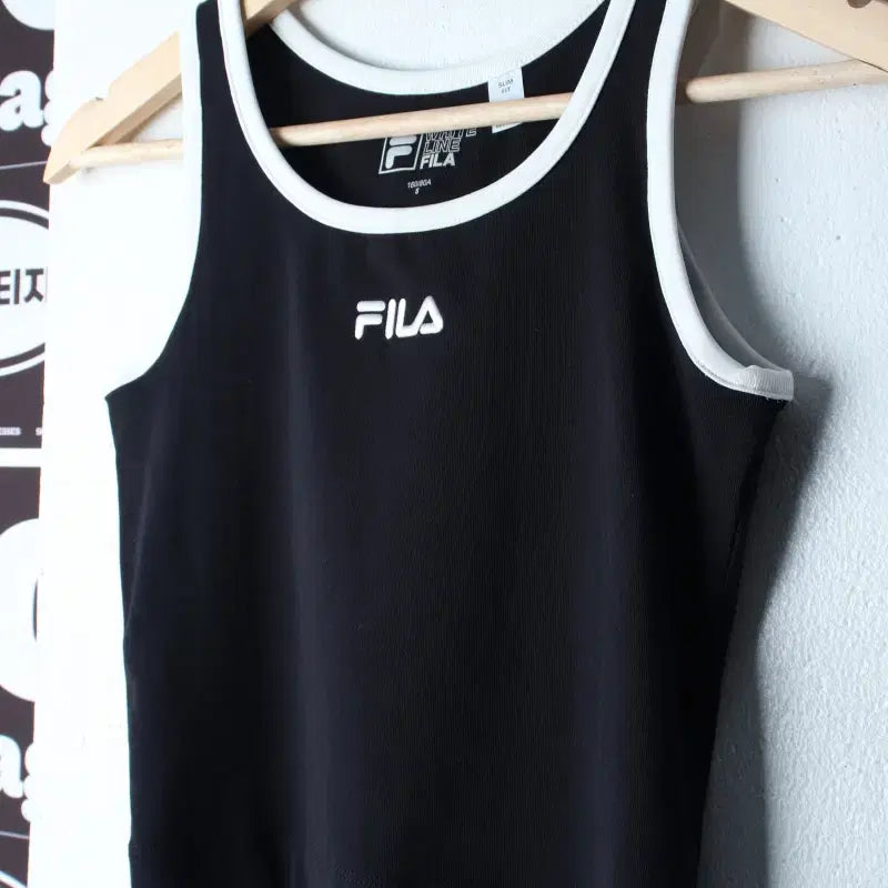 [BUNJANG] Fila Sleeveless Crop Ringer T-Shirt Black / W(S) 휠라 반팔 티셔츠 민소매 나시 크롭 링거 블랙-H34652