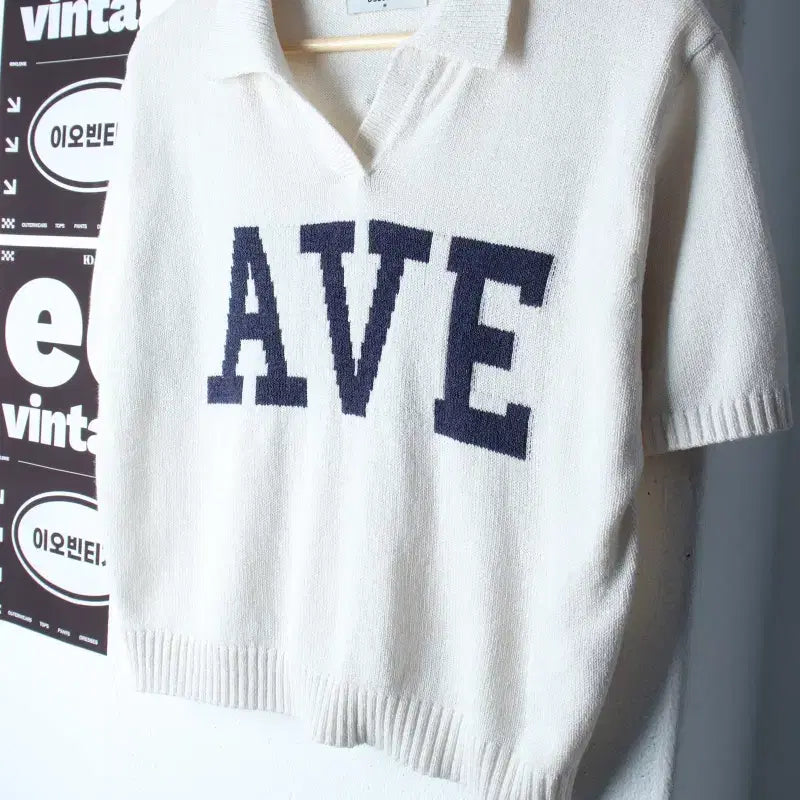 [BUNJANG] 8seconds Lettering Knit Crop Short-Sleeve Polo T-shirt / W(M-L) 에잇세컨즈 반팔 카라 티셔츠 니트 레터링 크롭-H34656