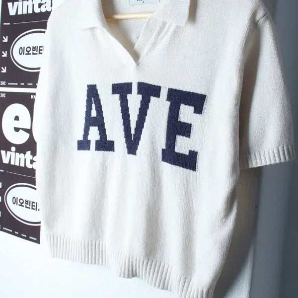 [BUNJANG] 8seconds Lettering Knit Crop Short-Sleeve Polo T-shirt / W(M-L) 에잇세컨즈 반팔 카라 티셔츠 니트 레터링 크롭-H34656