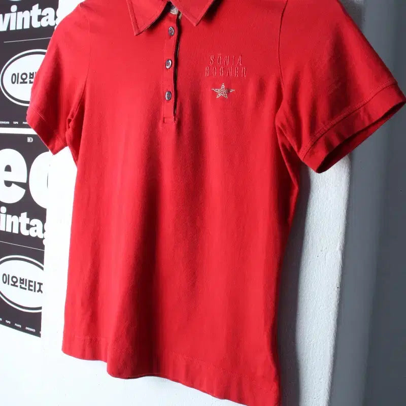 [BUNJANG] Bogner Short Sleeve Polo T-Shirt Slim Fit Red / W(F) 보그너 반팔 카라 티셔츠 골프 슬림핏 레드 올드스쿨-H34664