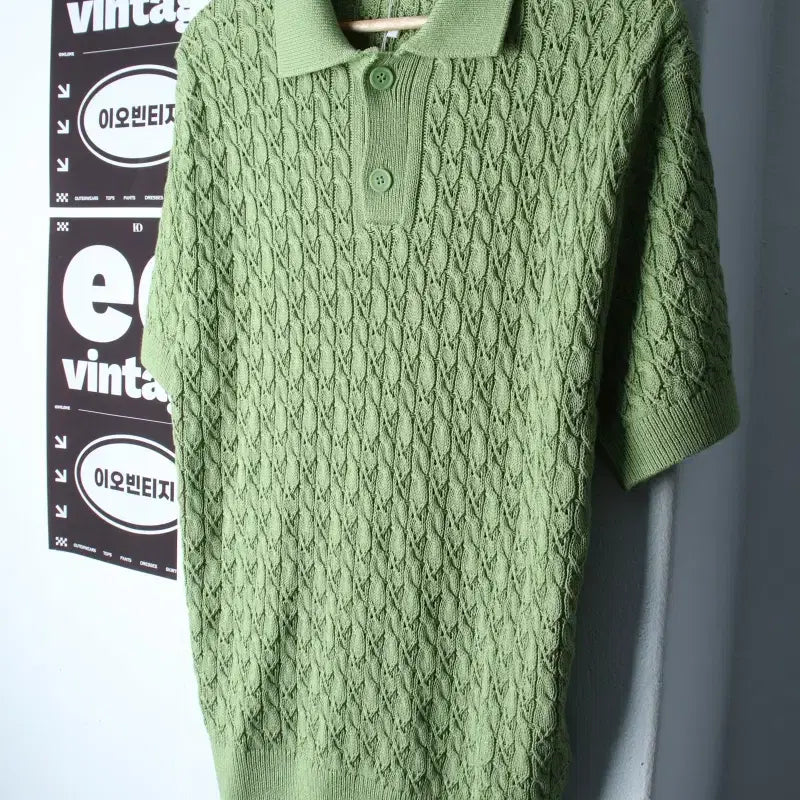 [BUNJANG] Minav Short Sleeve Collar T-Shirt (M-XL) / (M-XL) 미나브 반팔 카라 티셔츠 새상품 니트 케이블-H34667