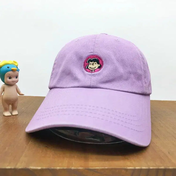[BUNJANG] Wonderplace x Peanuts Lucy Embroidered Character Ball Cap - Light Purple / 원더플레이스 피너츠 루시 자수 캐릭터 볼캡 라이트 퍼플