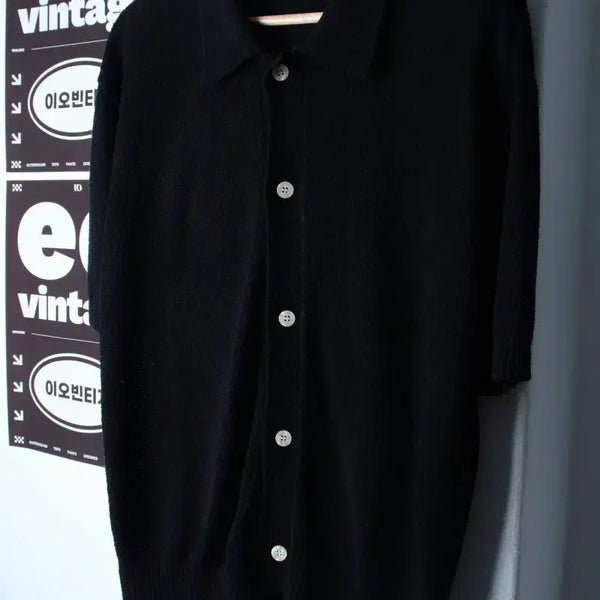 [BUNJANG] Trillion Short Sleeve Collar T-shirt Knit Cardigan Bukle Nomcore / (L-XL) 트릴리온 반팔 카라 티셔츠 니트가디건 부클 놈코어-H3467