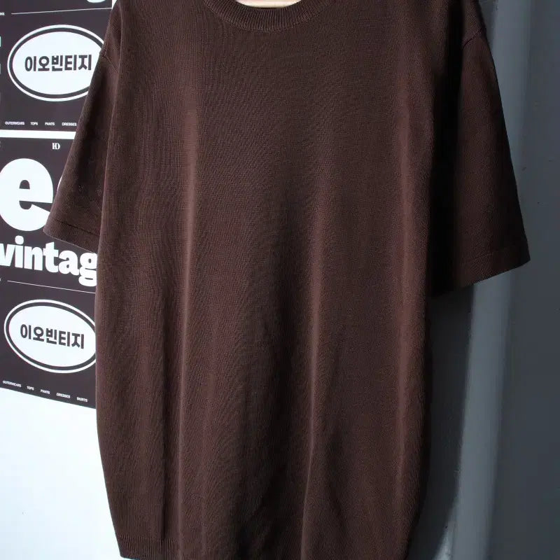 [BUNJANG] Drawfit Plain Oversized T-Shirt Brown / (L-XL) 드로우핏 반팔 티셔츠 니트 브라운 무지 놈코어-H34750