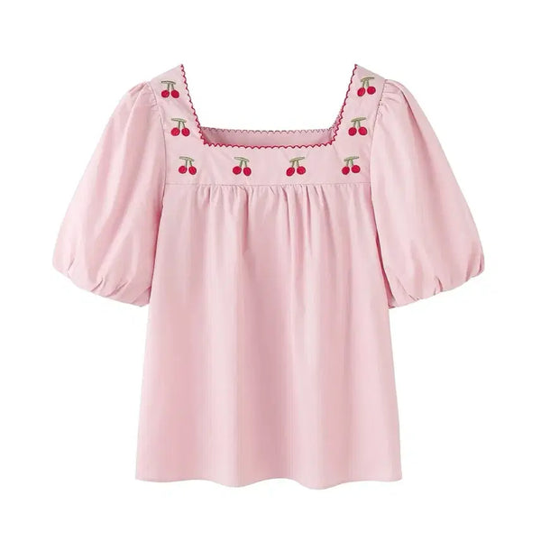 [BUNJANG] MINIFOE Peter Pan Wendy Cherry Puff Blouse / 미니포에 피터앤웬디 체리 퍼프 블라우스