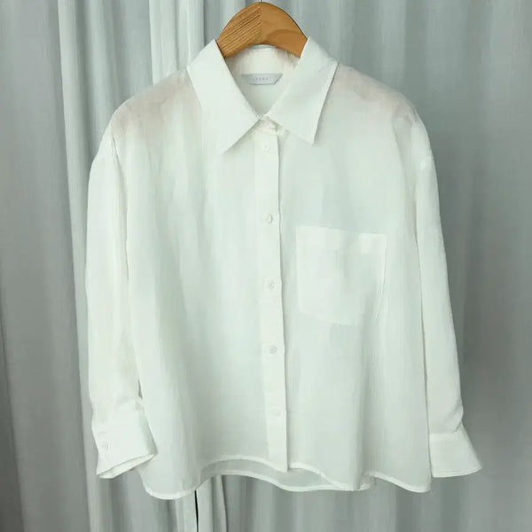 [BUNJANG] Linen Blend Summer Blouse Outer Shirt - Free Size / 택포) 린넨 셔츠 여름 블라우스 마 소재 남방 아우터 프리사이즈