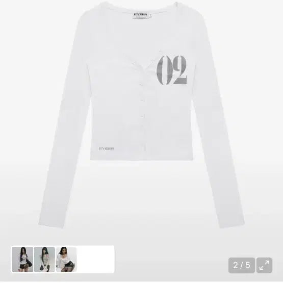 [BUNJANG] EYEYER Logo Button Long Sleeve - White / 이와이이알02 Logo Button Long Sleeve - White