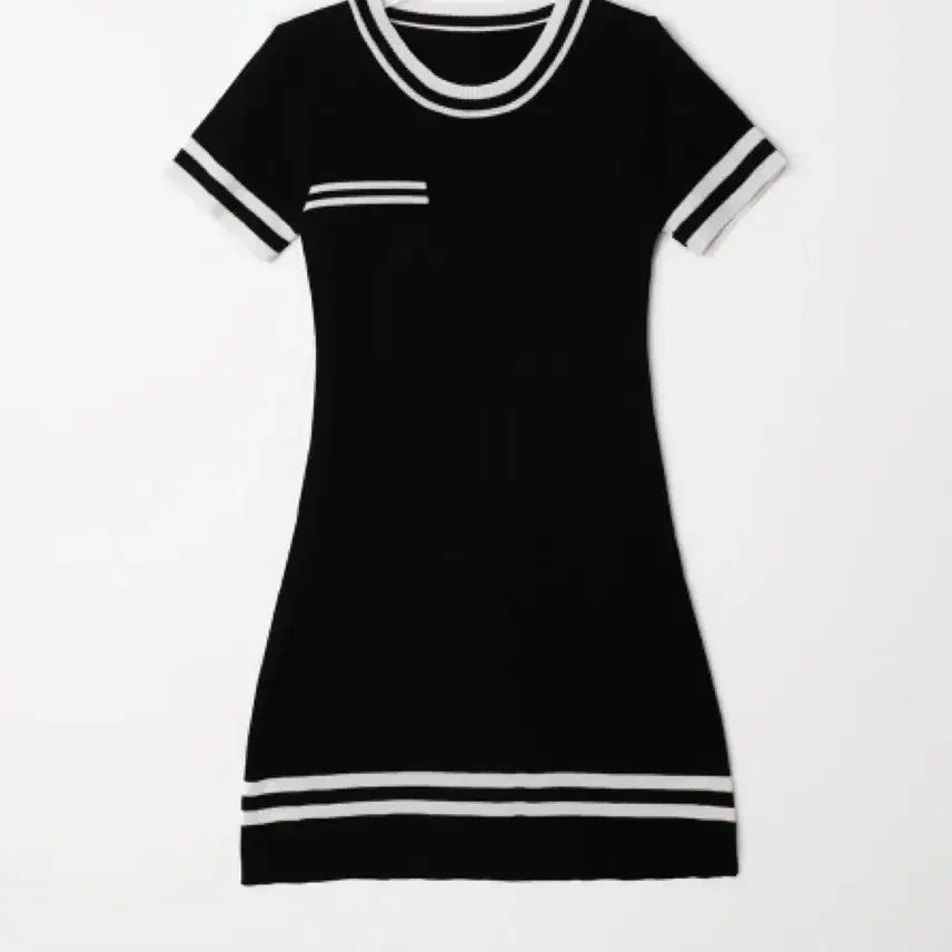 [BUNJANG] Black & White Color Block Knit Dress / (새상품) 봄여름 블랙 배색 니트 원피스