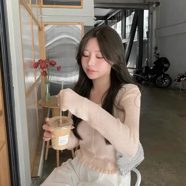 [BUNJANG] Livehour Summer Linen Cardigan Apricot / [리브아워] 썸머린넨가디건 (실착1번)