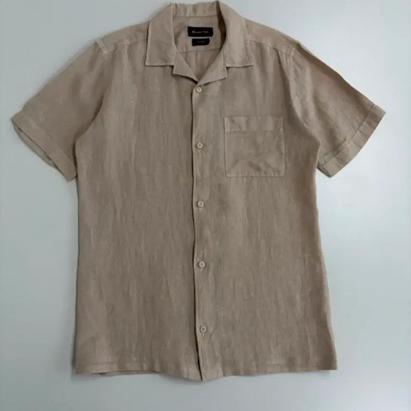 [BUNJANG] Massimo Dutti Premium Linen Regular Fit Short Sleeve Shirt / [정품] 마시모두띠 프리미엄 린넨 레귤러 핏 반팔 셔츠