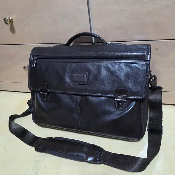 [BUNJANG] Tumi Alpha Slim Flap Leather Briefcase - Dark Brown / 투미 정품 알파 슬림 플랩 레더 브리프케이스