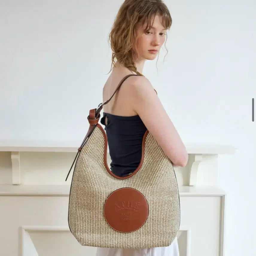 [BUNJANG] ATHE Ecole Raffia Shoulder Bag Brown Beige / 아떼 여름 브라운 베이지 에꼴 라피아 숄더백