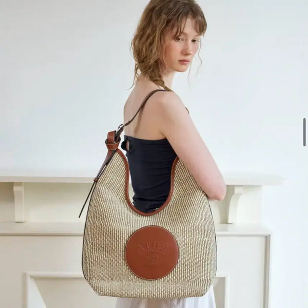 [BUNJANG] ATHE Ecole Raffia Shoulder Bag Brown Beige / 아떼 여름 브라운 베이지 에꼴 라피아 숄더백