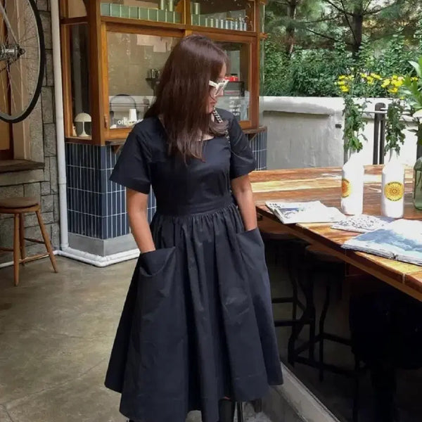 [BUNJANG] 11am Black Midi A-Line Dress / 11am 제작 원피스