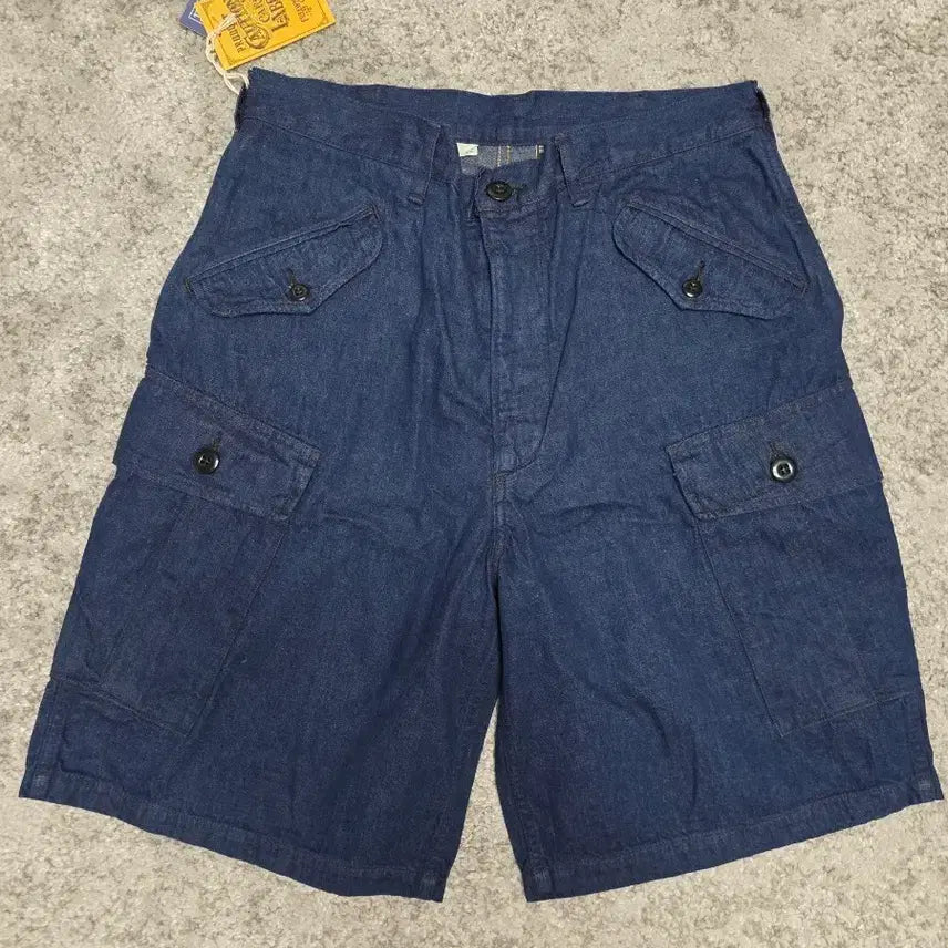 [BUNJANG] Freewheelers 32 9oz Indigo Denim Jungle Fatigue Shorts / 32 프리휠러스 인디고 데님 9oz 정글퍼티그 쇼츠