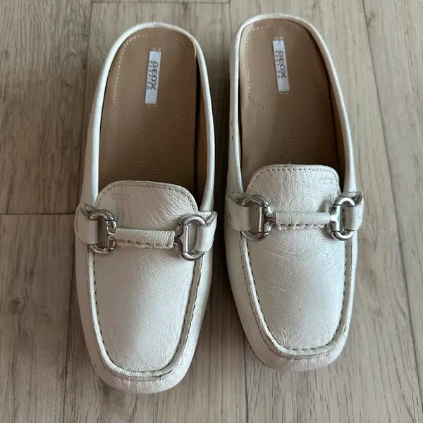 [BUNJANG] Jeox Women's Leather Mule Slippers White / 제옥스 여성 가죽 뮬 슬리퍼 화이트