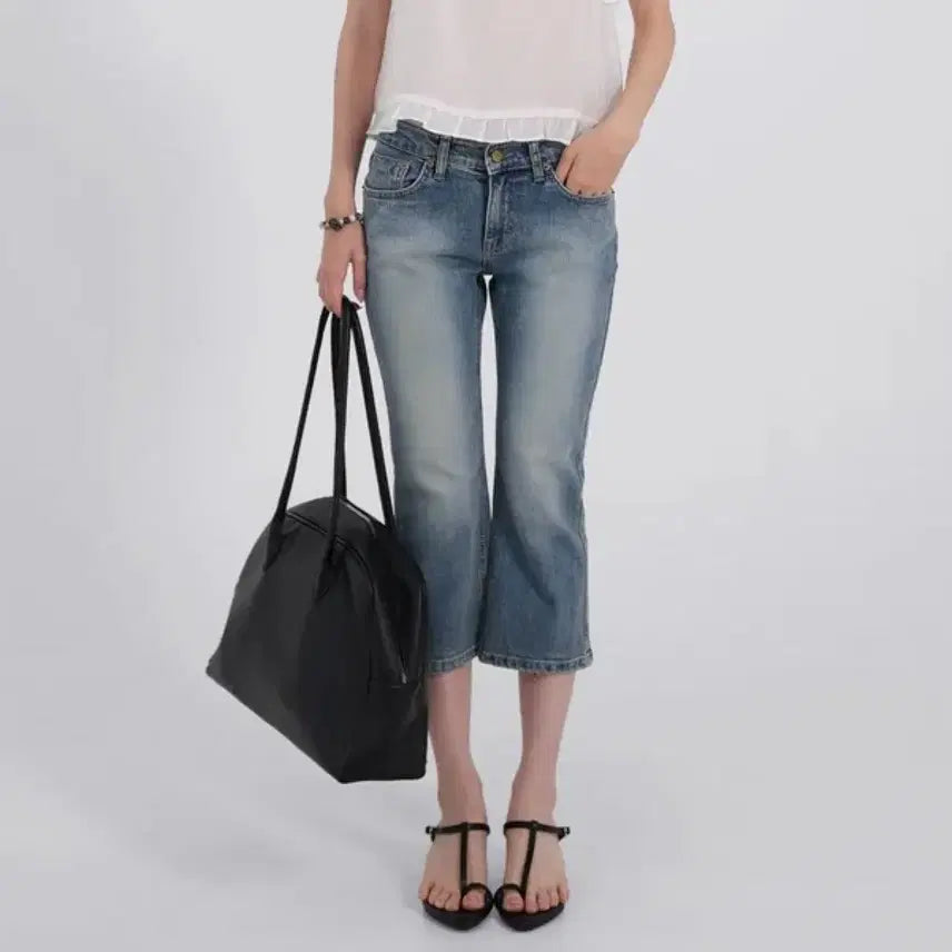 [BUNJANG] OOTD Low-Rise Capri Denim Pants L / ootj 로우라이즈 카프리 데님 팬츠 L