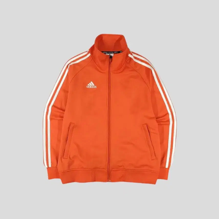 [BUNJANG] Adidas Raglan Track Top Zip-Up Jersey - Orange/White, Size S / 아디다스 마샬아츠 오렌지 화이트 배색 로고 삼선 레글런 트랙탑 집업 져지 S