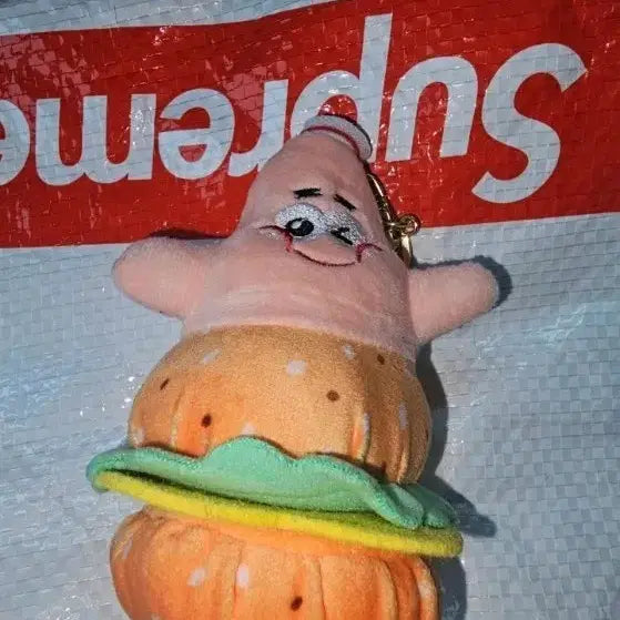 [BUNJANG] SpongeBob Patrick Star Hamburger Plush Keychain / 스폰지밥 뚱이 햄버거 인형 키링