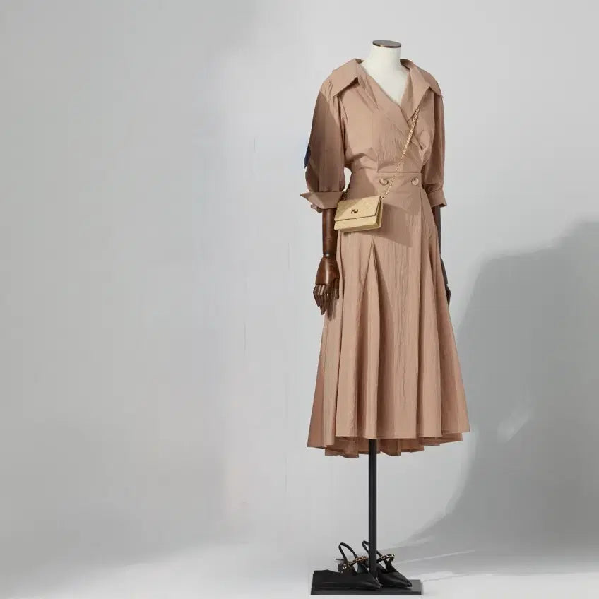 [BUNJANG] Misha Beige Flare Dress / 미샤 바스락 원피스