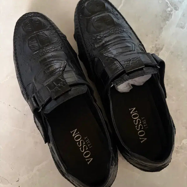 [BUNJANG] Boson Italy S007 Crocodile Leather Pattern Loafers (Driving Shoes) / 보손 이태리 S007 악어가죽 패턴 로퍼(드라이빙 슈즈)