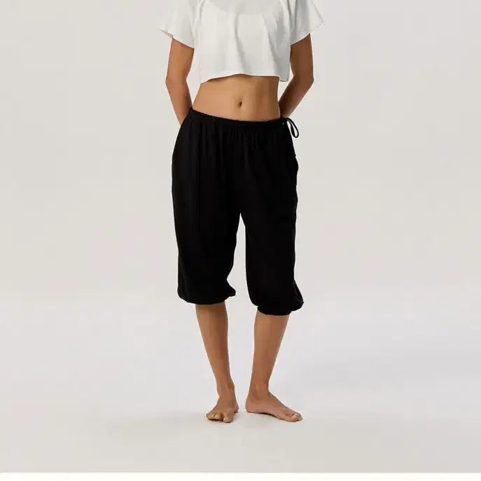 [BUNJANG] Budimoodra Shirring Half Pants - Black / 부디무드라 Shirring half pants_Black