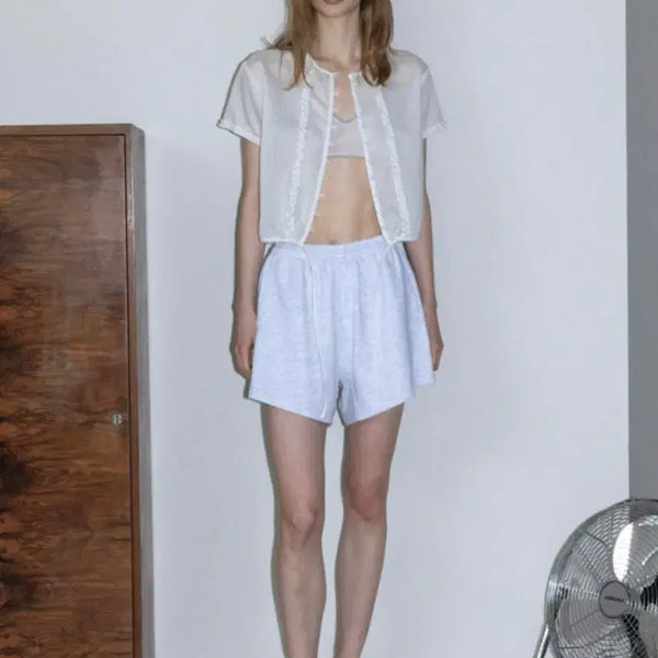[BUNJANG] Studio Table Shirring White String Blouse / 스튜디오테이블 셔링 화이트 스트링 블라우스