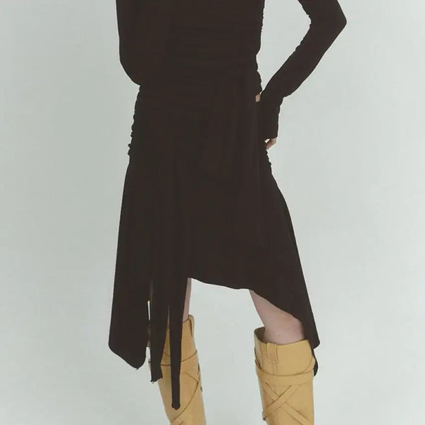 [BUNJANG] Asura Shirring Wrap Skirt Black / 새상품) 아수라 셔링 랩 스커트 블랙