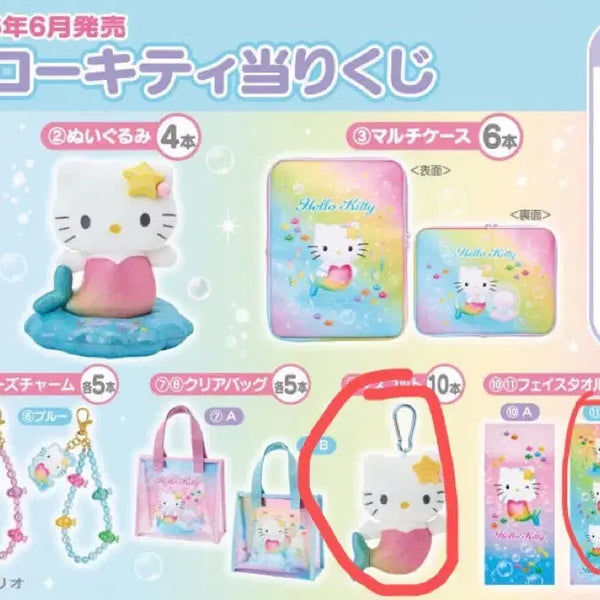 [BUNJANG] Sanrio Atari Kuji Hello Kitty Plush Keychain & Towel Bundle Set / 산리오 아타리쿠지 헬로키티 인형키링,타올 일괄판매