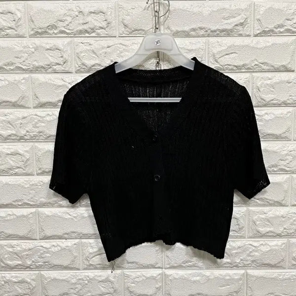 [BUNJANG] Short Sleeve Knit Cardigan / 2473) 반팔 니트 가디건