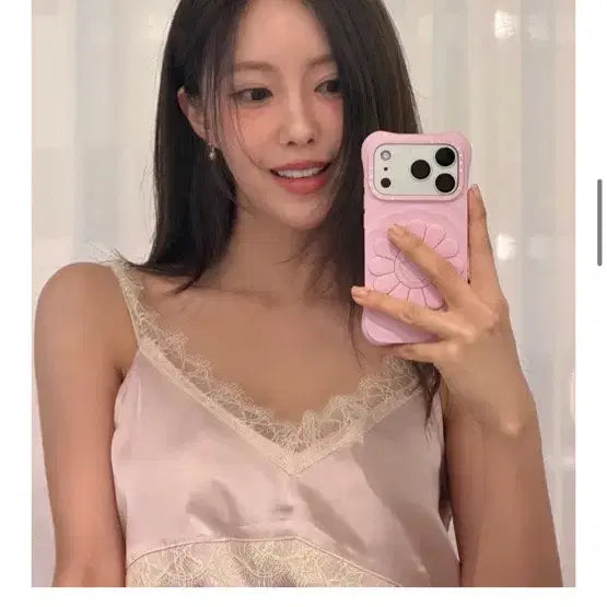 [BUNJANG] Overdue Flare Lace Satin Sleeveless Pale Pink / 오버듀플레어 LACE SATIN SLEEVELESS_PALE PINK