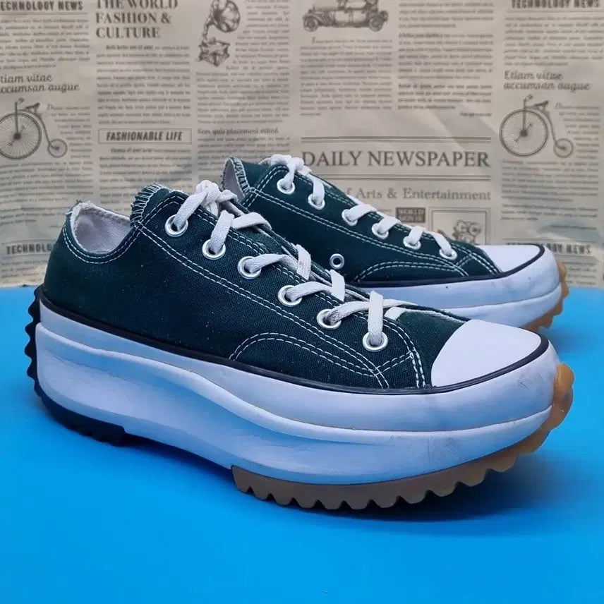 [BUNJANG] Converse Run Star Hike Low Green Sneakers / 컨버스 런스타 하이크 로우 그린 스니커즈 255