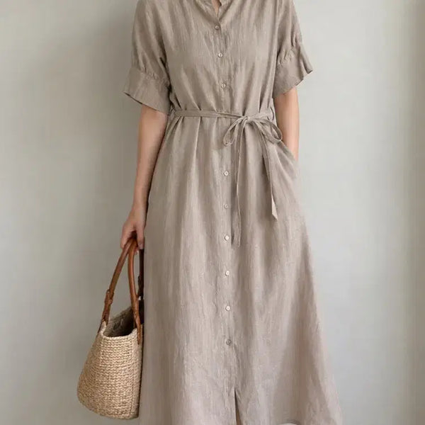 [BUNJANG] London Lace Linen Shirt Dress / 런던레이스 린넨 셔츠 원피스