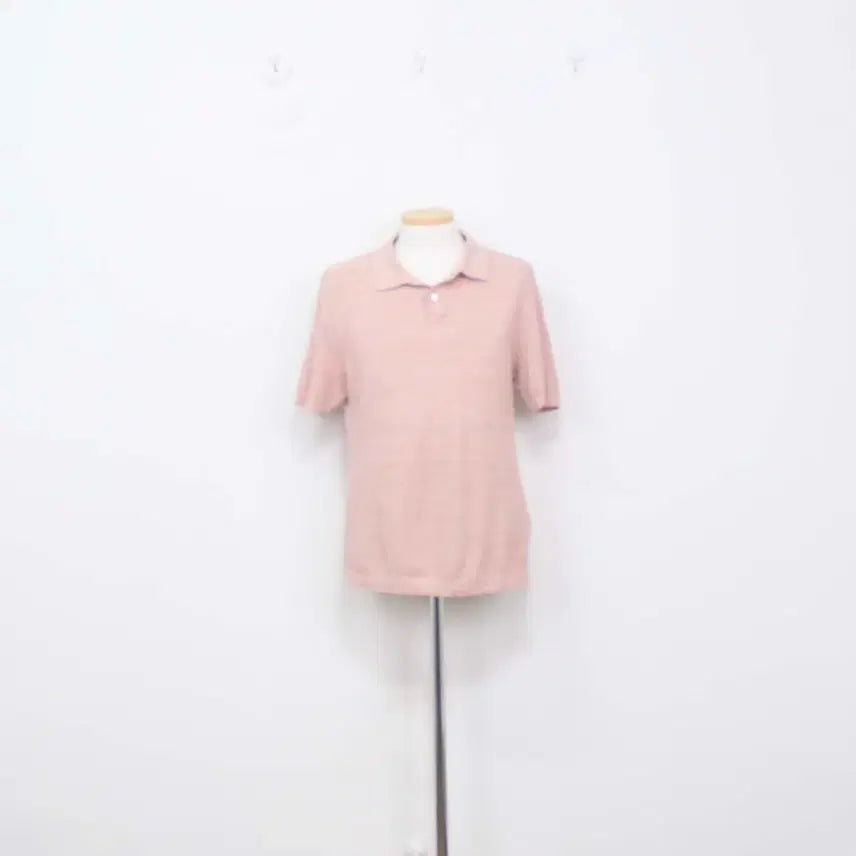 [BUNJANG] Basso Men's Pink Collar Knit Short Sleeve T-Shirt Size 95 / [정품] 바쏘 남성 카라 니트 반팔 신상 95사이즈 정인샵