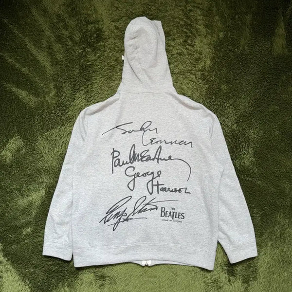 [BUNJANG] Comme des Garçons x The Beatles Signed Graphic Print Hooded Zip-Up Jacket Grey / [XL] 꼼데가르송 X 비틀즈 사인 프린티드 후드 집업 그레이