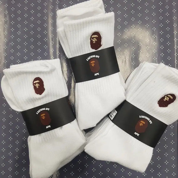 [BUNJANG] Bape Socks White 9-Pair Set / 베이프 양말 화이트