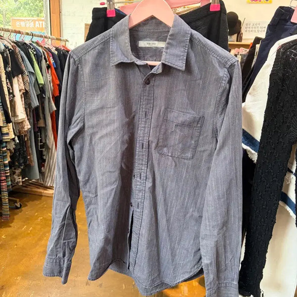 [BUNJANG] Serie Men's Navy Patterned Shirt / 시리즈 셔츠 남성용 네이비