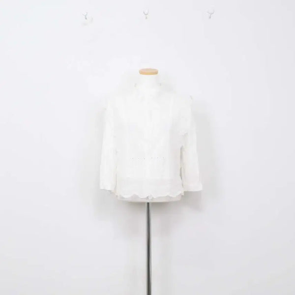 [BUNJANG] Satin Women's Blouse Shirt White Cotton Punching Detail Size 55 / [정품] 샤틴 여성 블라우스 셔츠 신상 55사이즈 정인샵
